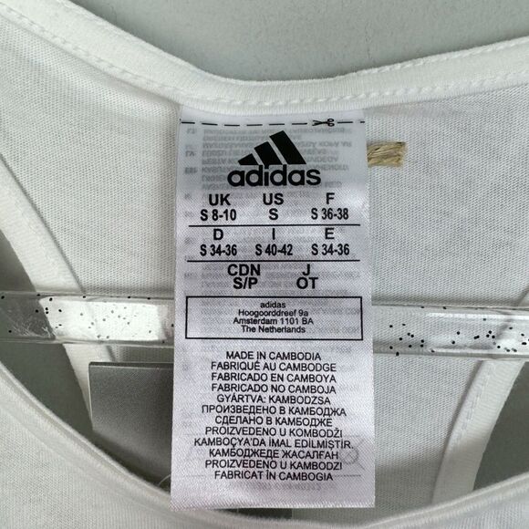 ADIDAS | NEW White & Black Racerback Graphic Tank Top Women’s Size Small - Picture 9 of 12